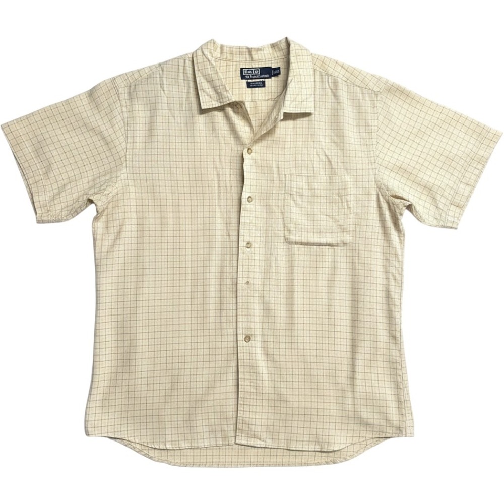 Polo Ralph Lauren Bonnard Mens XXL Yellow Grid Check Cotton Button Down Shirt